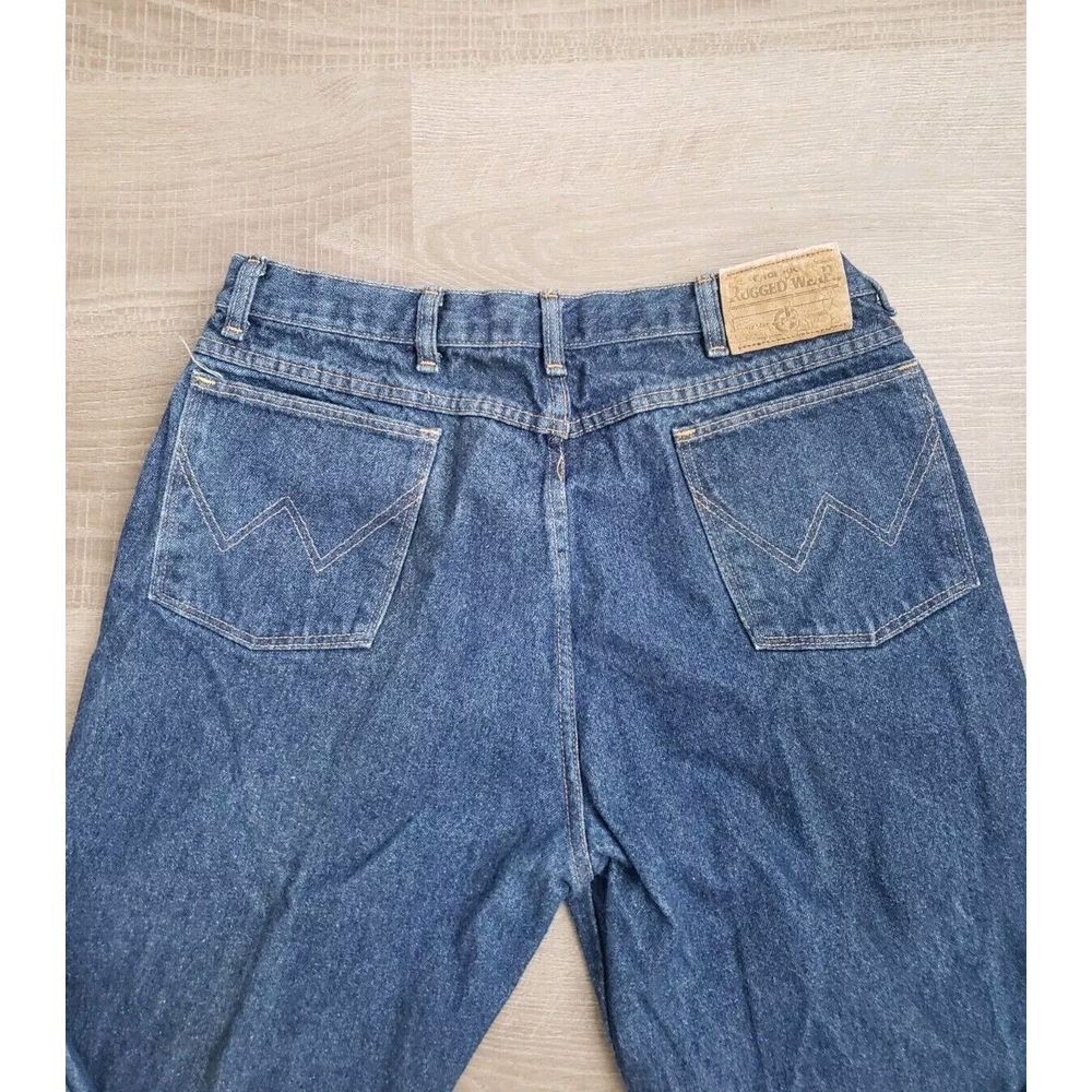 Vintage Wrangler Rugged Wear Mens Blue Jeans Size 38x34 Straight Fit USA - Picture 4 of 7